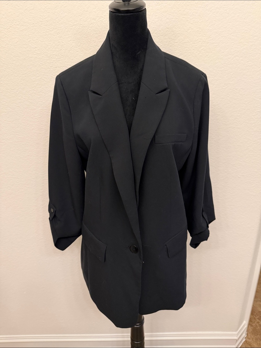 Maeve Black Relaxed Single-Button Blazer